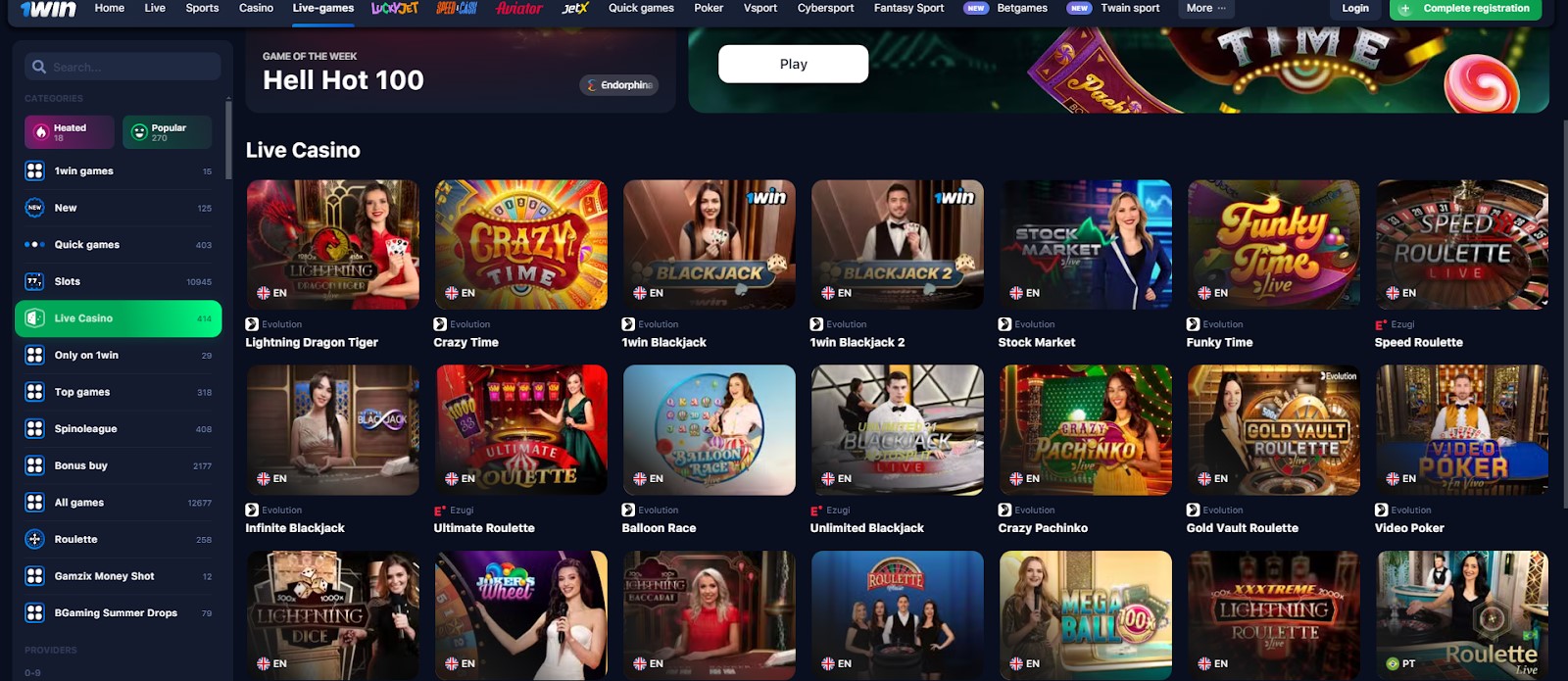 1win Live Casino